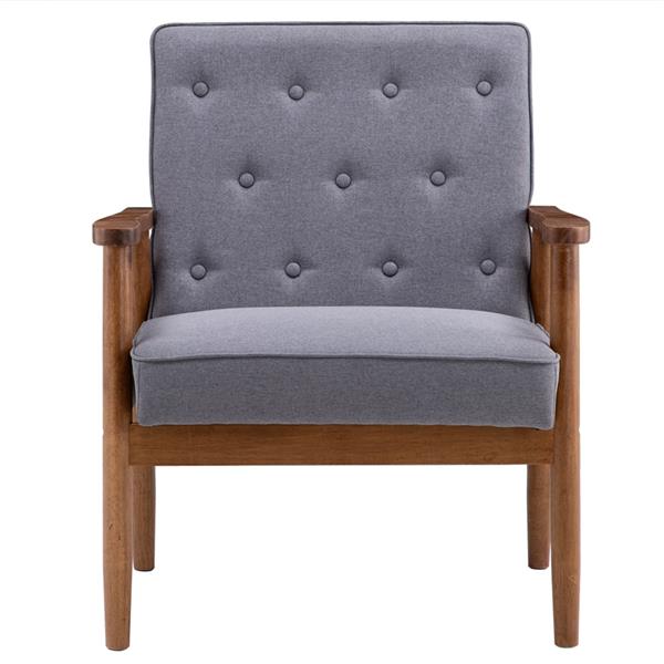 A款复古的现代木质 单人沙发椅，灰色布料（75x69x84CM）-3