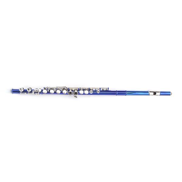 蓝色16孔C调闭孔白铜长笛+通条棒+清洁布+润滑剂+螺丝刀-13
