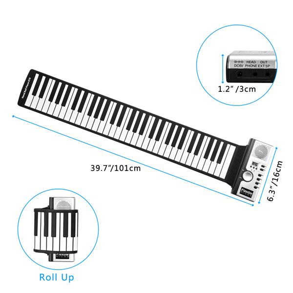 61键便携式手卷钢琴带喇叭硅胶电子琴-5