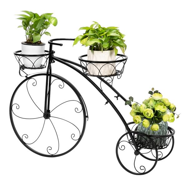 一个装黑色烤漆自行车造型3座植物架（HT-HJ005）-11