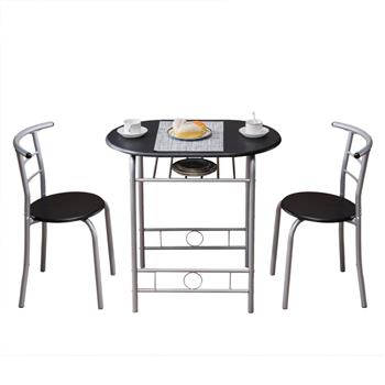 【旧编码：03073579】黑色PVC早餐桌 （一桌两椅）【80x53x76cm】