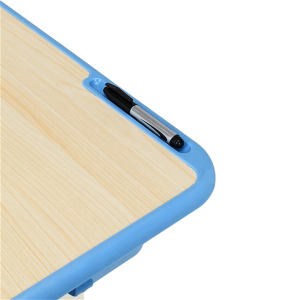 学生桌椅套装B款 白烤漆 木纹面 蓝色塑料【60x40x(63-75)cm】-15