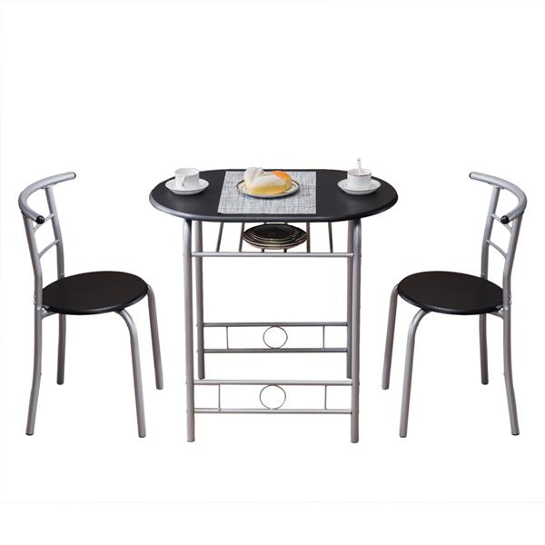 【旧编码：03073579】黑色PVC早餐桌 （一桌两椅）【80x53x76cm】-1
