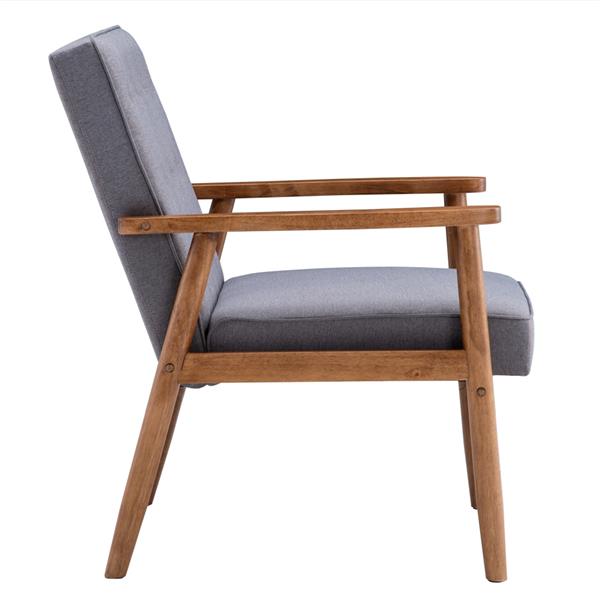 A款复古的现代木质 单人沙发椅，灰色布料（75x69x84CM）-2