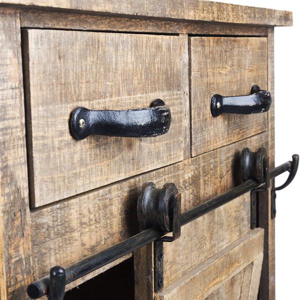 (旧编码：05918906） 经典款复古色美式乡村风单谷仓门带2个抽屉复古木艺橱柜（MR-JJ023）-15