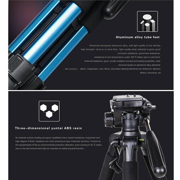 ZOMEI Q111 55寸专业铝合金相机三脚架摄像机支架用于数码单反相机佳能尼康Sony  蓝色-5