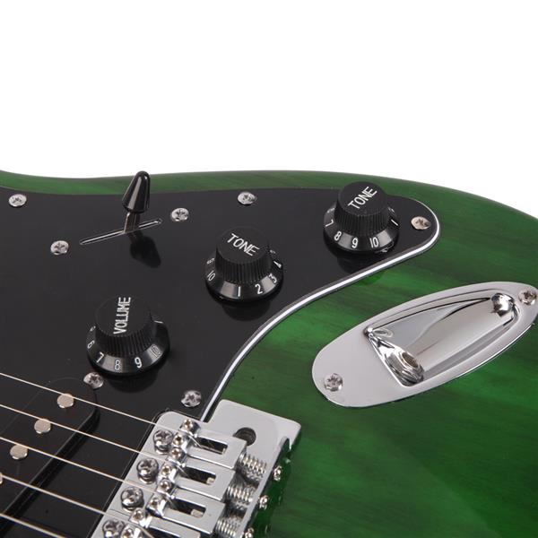 ST黑护板电吉他(绿色)+音响+包+背带+拨片+摇把+连接线+扳手工具-15