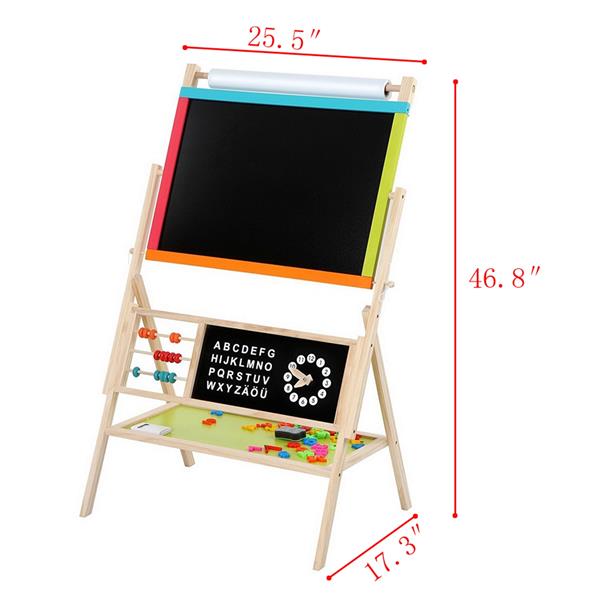 【TS】木质玩具：多功能教学画架 配黑板/彩色粉笔/黑白板擦/卷纸/算珠 W12B103-10