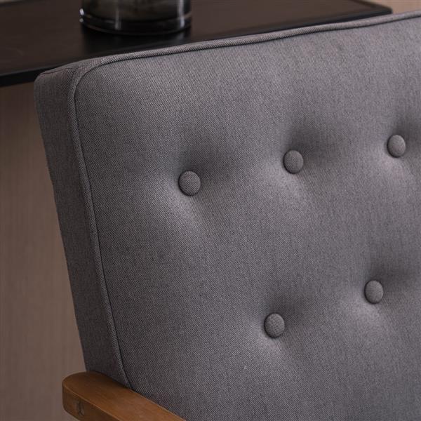 A款复古的现代木质 双人沙发椅 休闲椅 浅灰色布料 【126 x 75 x 83.5cm】-16