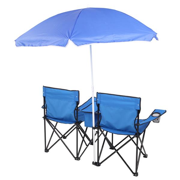 户外沙滩钓鱼椅含伞 蓝色-12
