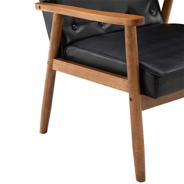 A款复古的现代木质 单人沙发椅，黑色PU （75x69x84CM）-9