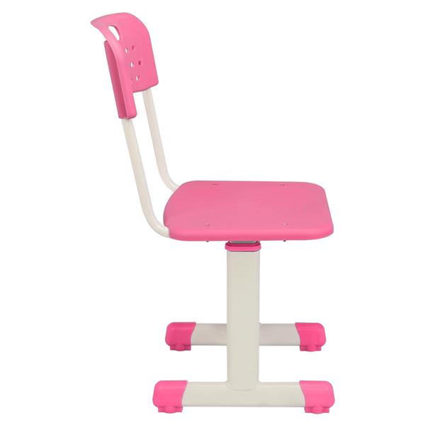 学生桌椅套装B款 白烤漆 木纹面 粉色塑料【60x40x(63-75)cm】-2