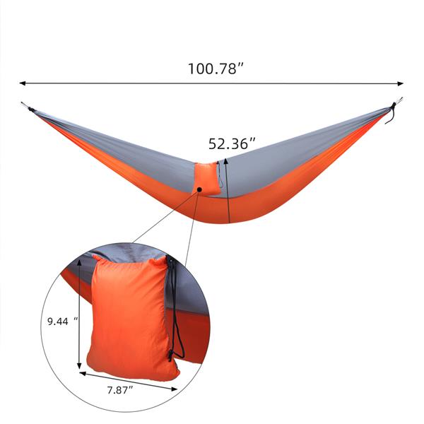 橙色+灰色款-260*140cm 拼色降落伞布吊床-12