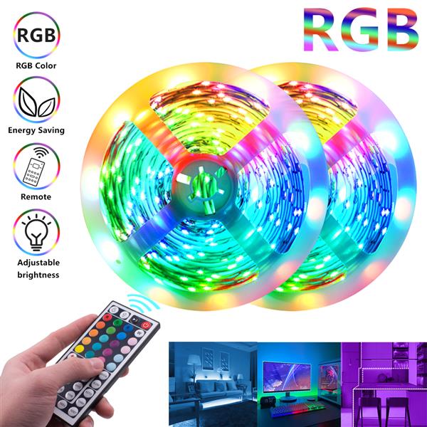 12V-5050灯珠 RGB 44键 10米 300灯 （40W）灯带 双盘 白色灯盘 不防水/不滴胶版 灯带套装-1