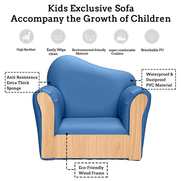 【BC】儿童单人沙发弯背款 蓝色-3