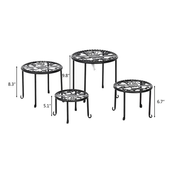 4个装4-1黑色烤漆印花图案圆形铁艺植物架（YH-HJ015）-16