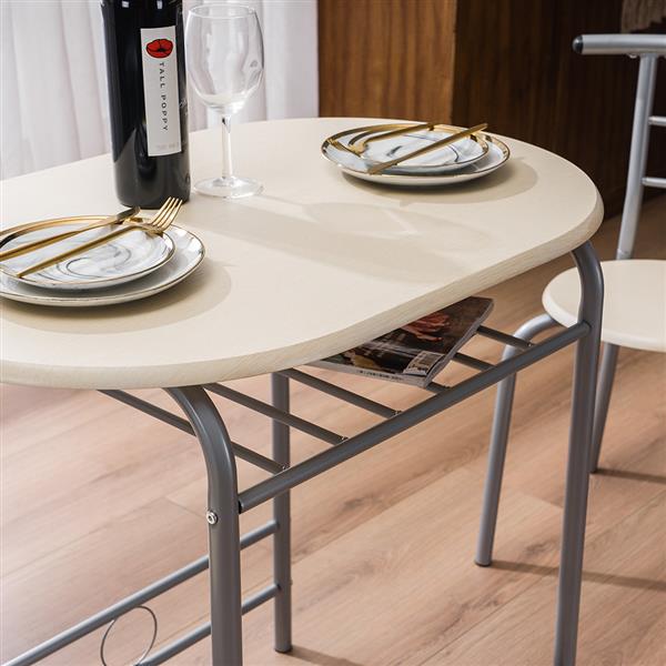 原木色木纹PVC早餐桌 （一桌两椅）【80x53x76cm】-22