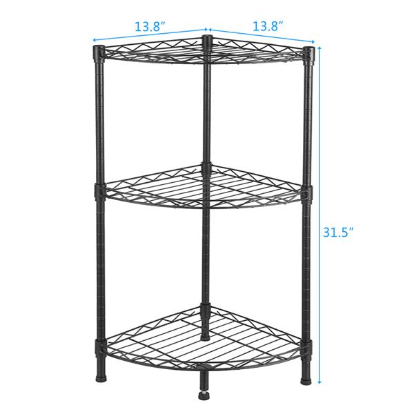 三层家用层架 角落架 350x350xH800 喷粉半光黑-4