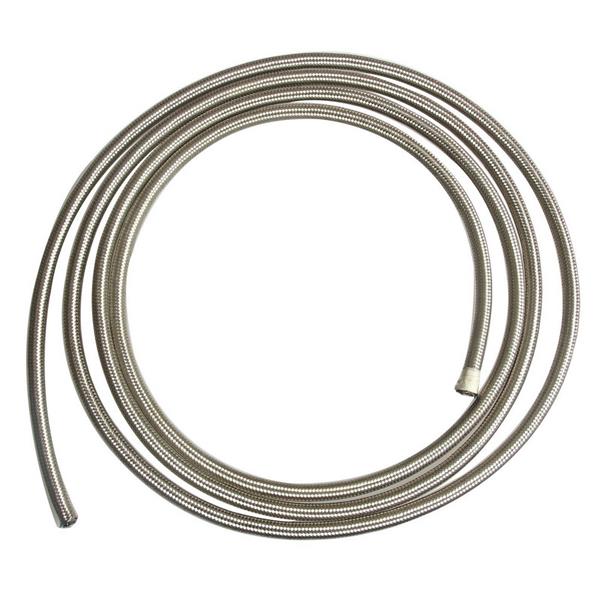 6AN 15ft Universal Stainless Steel Nylon Braided Fuel Hose Silver-4