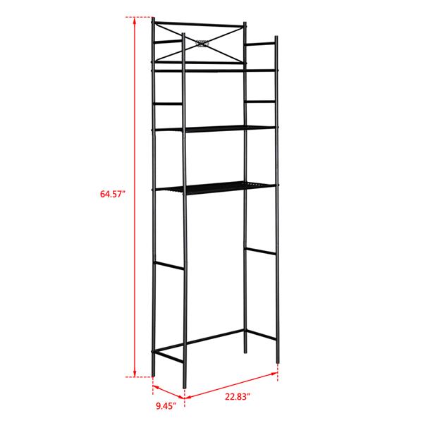 三层工业风金属浴室置物架-黑色-5