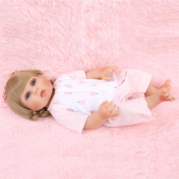 【KRT】全胶仿真娃娃：18英寸 粉白小花睡衣婴儿-2