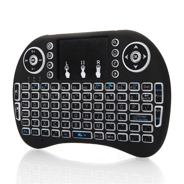 MINI i8 空中飞鼠 2.4G迷你无线键盘 air mouse 带触摸板三色背光 黑色-13