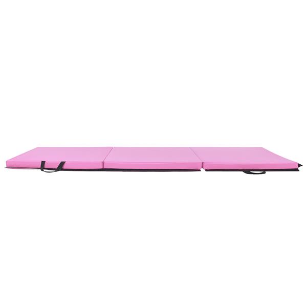【SKS】6'*2'*2" 三折体操瑜伽垫带手提粘扣 粉色-4