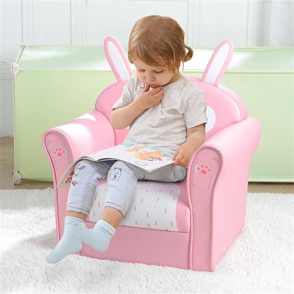 【BF】儿童单人沙发可爱系列兔子款 美标PU深粉色-7