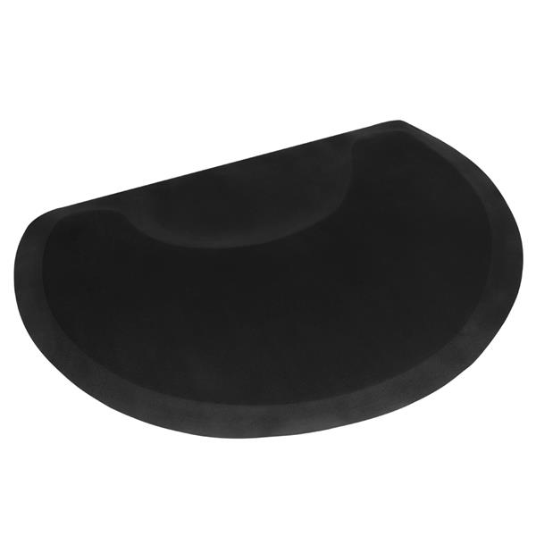 【MYD】发廊理发铺椅美发沙龙抗疲劳地板垫 4′x3′x1/2"半圆形 黑色 两片装-3