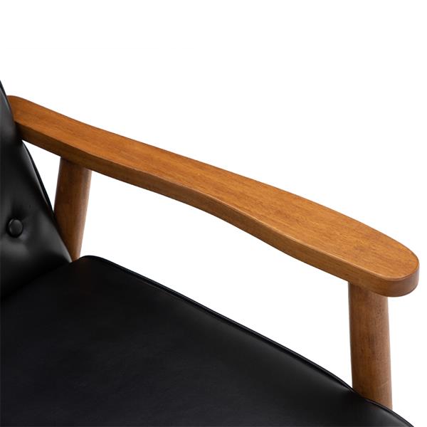 A款复古的现代木质 单人沙发椅，黑色PU （75x69x84CM）-12