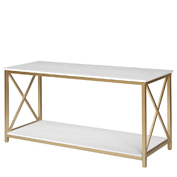 HODELY 两层30cm高白色面板金色桌脚铁艺玄关桌（MH-JJ033）-5