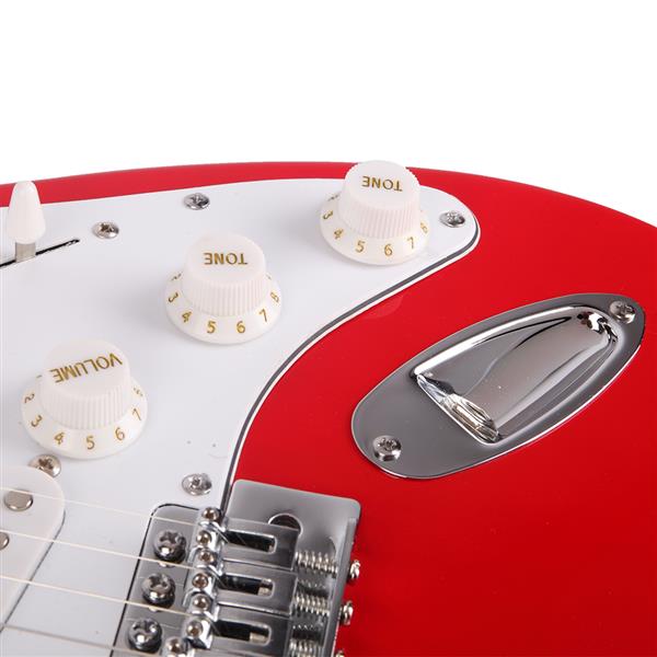 ST玫瑰木指板电吉他(红色)+包+背带+拨片+摇把+连接线+扳手工具-11