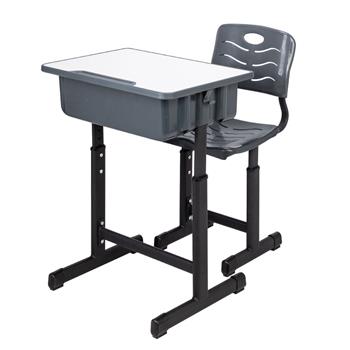 学生桌椅套装A款 黑烤漆 白色面 灰黑塑料【60x45x(67.5-76)cm】