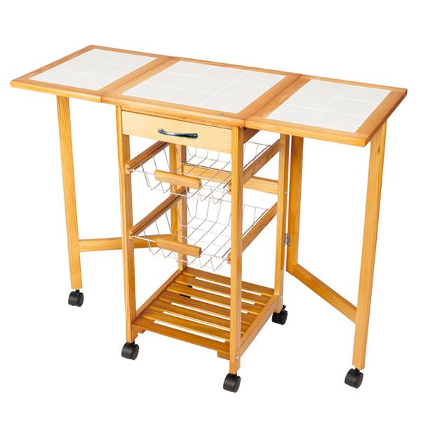 可移动、可折叠式厨房桌&餐车-沙比利色-20