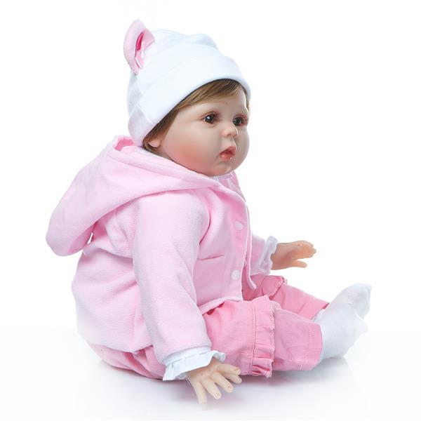 【KRT】布身仿真娃娃：22英寸 可爱粉色小熊服装-6