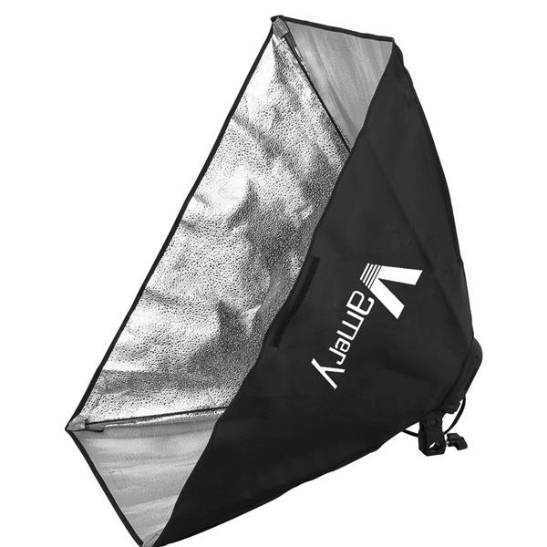 [英规]Vamery 220V 45W 白伞+黑银伞+柔光箱+背景布支架4灯套装-7