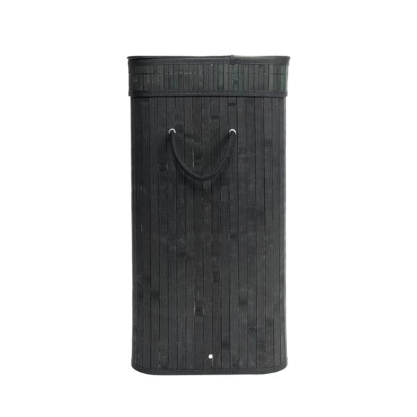 翻盖式折叠脏衣篮（竹质）-黑色-14