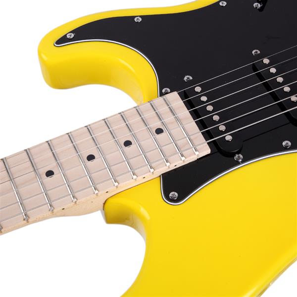 ST黑护板电吉他(黄色)+音响+包+背带+拨片+摇把+连接线+扳手工具-11