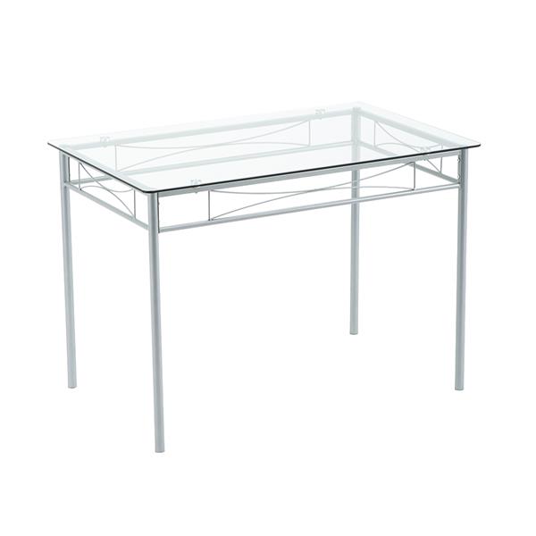 铁艺玻璃餐桌椅 银色  一桌四椅 MDF坐垫 【110x70x76cm】-18