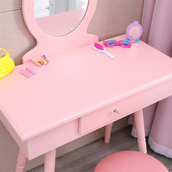 儿童单镜单抽圆脚梳妆台-粉红色-14
