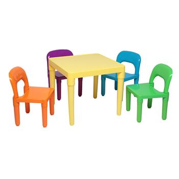 彩色塑料儿童桌椅套装，一桌四椅【50x50x46cm】