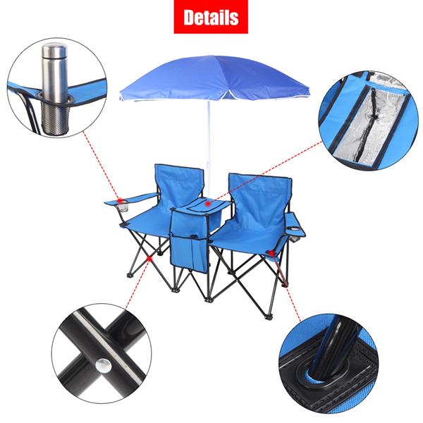 户外沙滩钓鱼椅含伞 蓝色-42