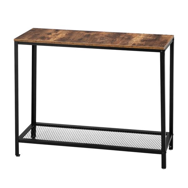 HODELY 现代工业风木纹2层40英寸长方形铁艺沙发桌（HT-JJ016）-6