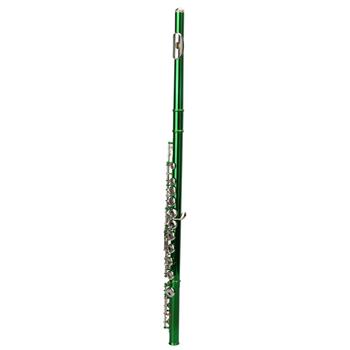 绿色16孔C调闭孔白铜长笛+通条棒+清洁布+润滑剂+螺丝刀