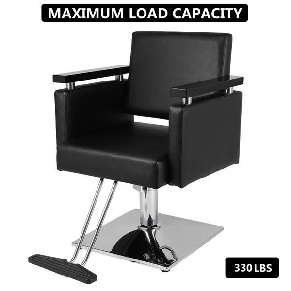 PVC皮革 木制扶手 镀铬钢底座 方形底座 150kg 黑色 HZ8803 理发椅-3