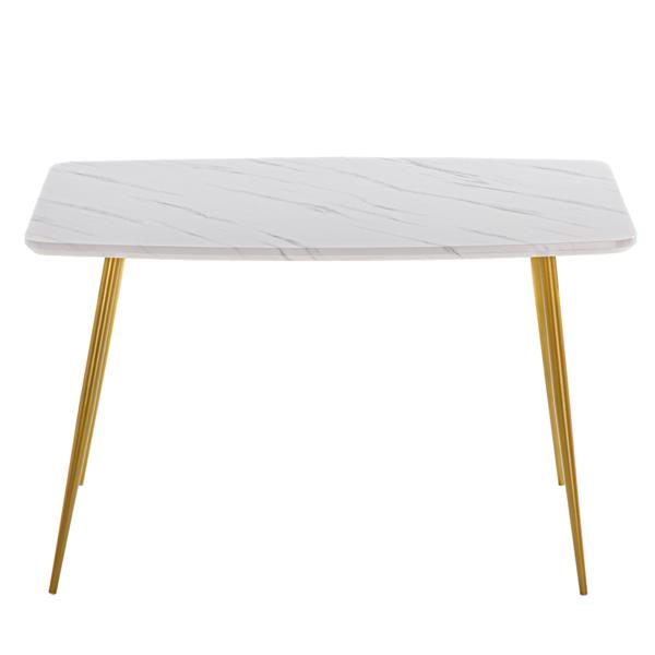 白色大理石系列 弧形圆边餐桌 【120x74x76cm】-2