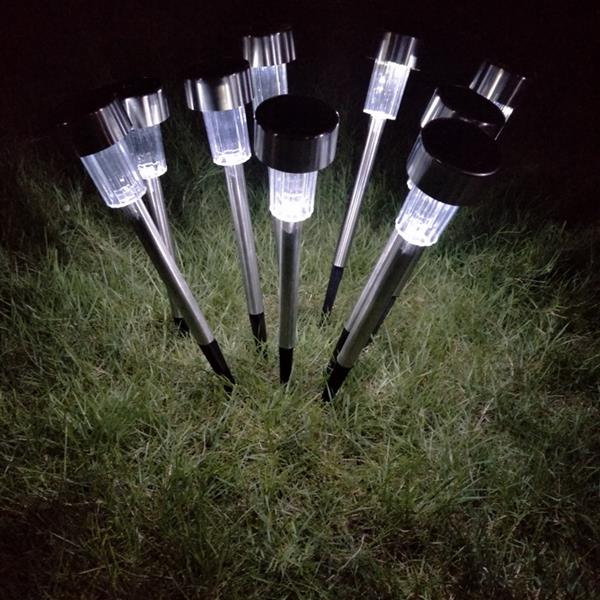 10PC  花园草坪灯 小管灯 太阳能小管不锈钢高亮白光灯-26