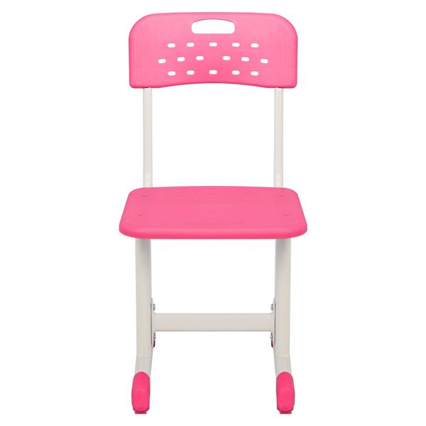 学生桌椅套装B款 白烤漆 木纹面 粉色塑料【60x40x(63-75)cm】-7