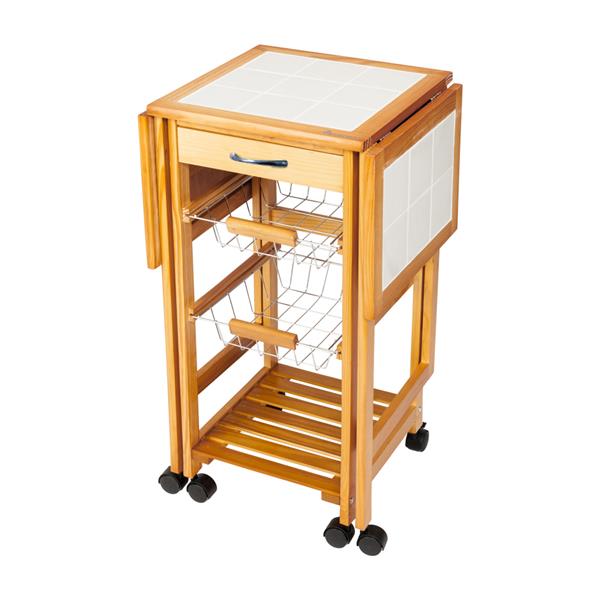 可移动、可折叠式厨房桌&餐车-沙比利色-18