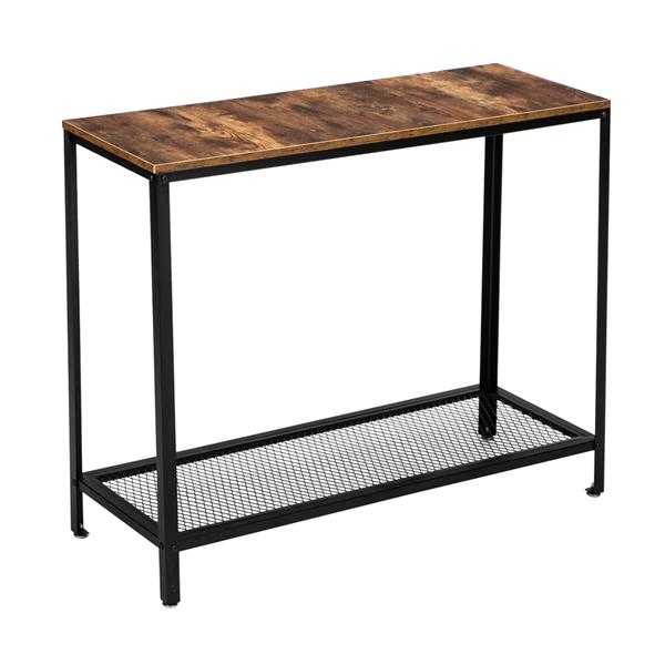 HODELY 现代工业风木纹2层40英寸长方形铁艺沙发桌（HT-JJ016）-1
